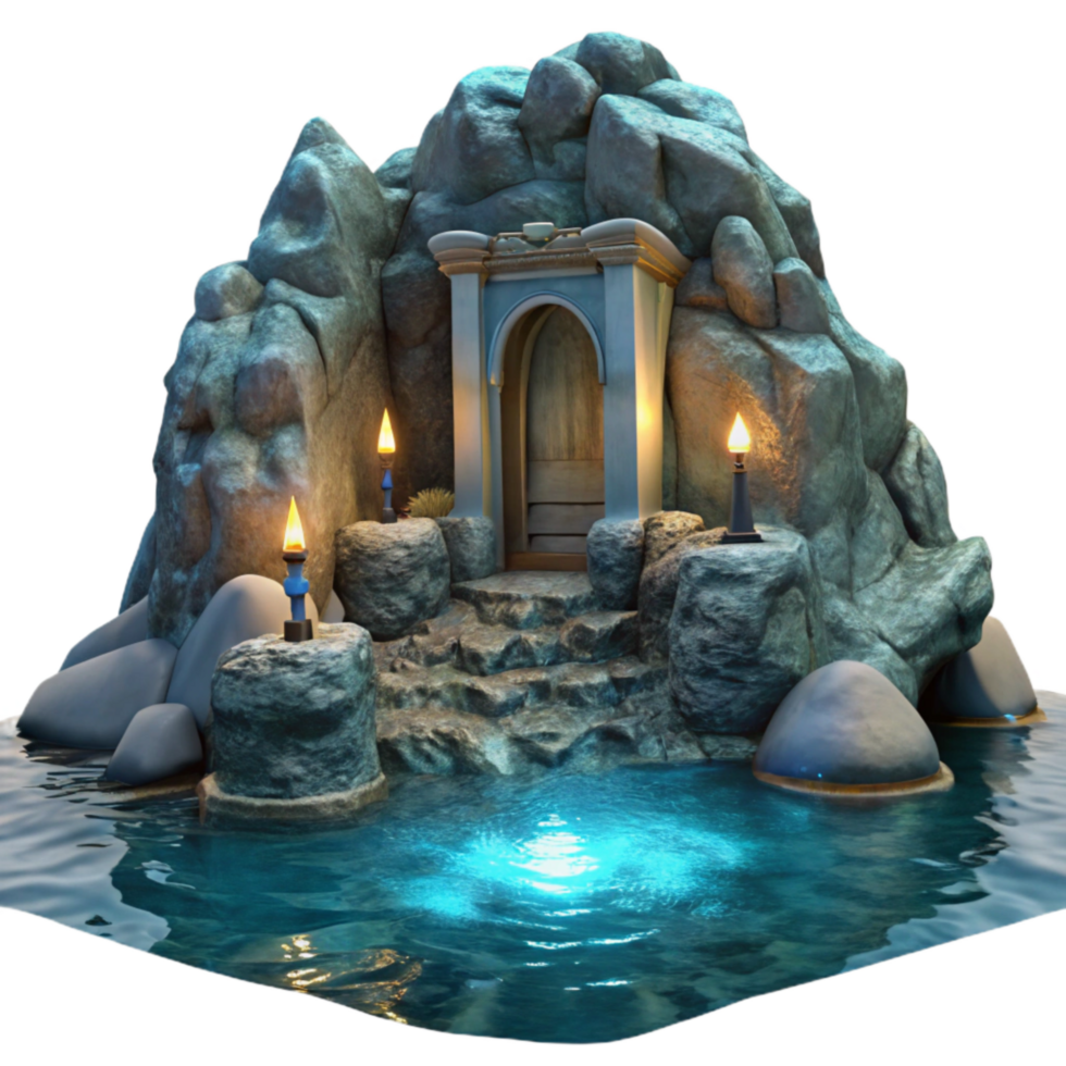 stunning creative Moonlit Grotto in Rugged Ocean Cliff Transparent Background original png