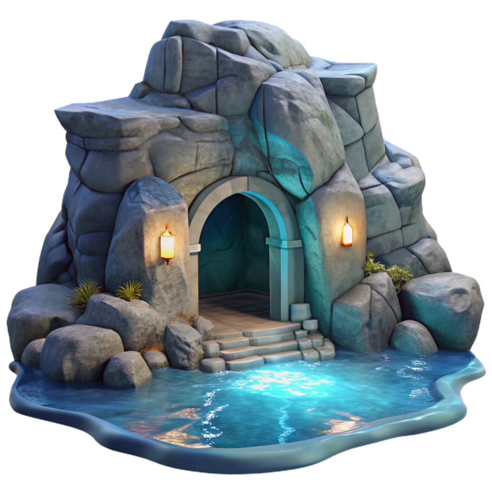 extraordinary traditional Moonlit Grotto in Ocean Cliffs Transparent Background png