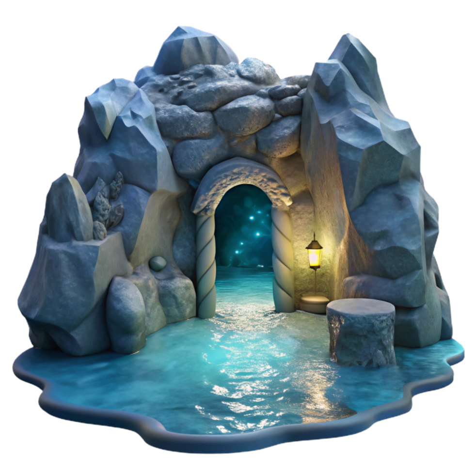 vibrant modern Moonlit Grotto in Ocean Cliffs Transparent Background genuine png