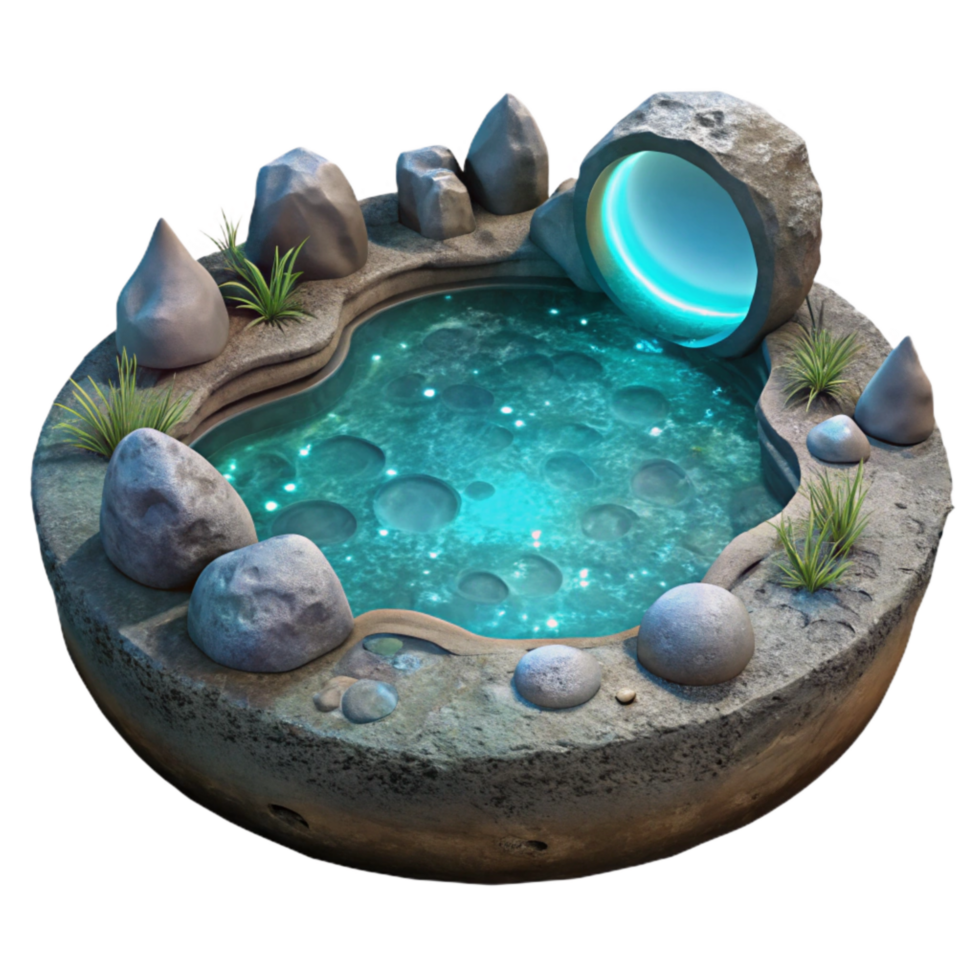 extraordinary vintage Moonlit Lagoon with Glowing Water Cutout detailed png