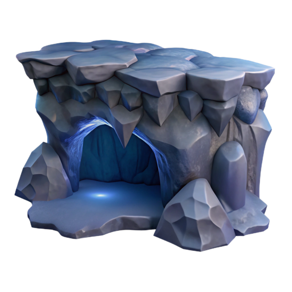 dramatic creative Moonlit Ocean Cliff Cavern Isolated Element authentic png