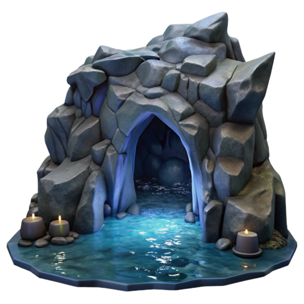 dramatic artistic Moonlit Ocean Cliff Grotto Cutout Dramatic Lighting premium png