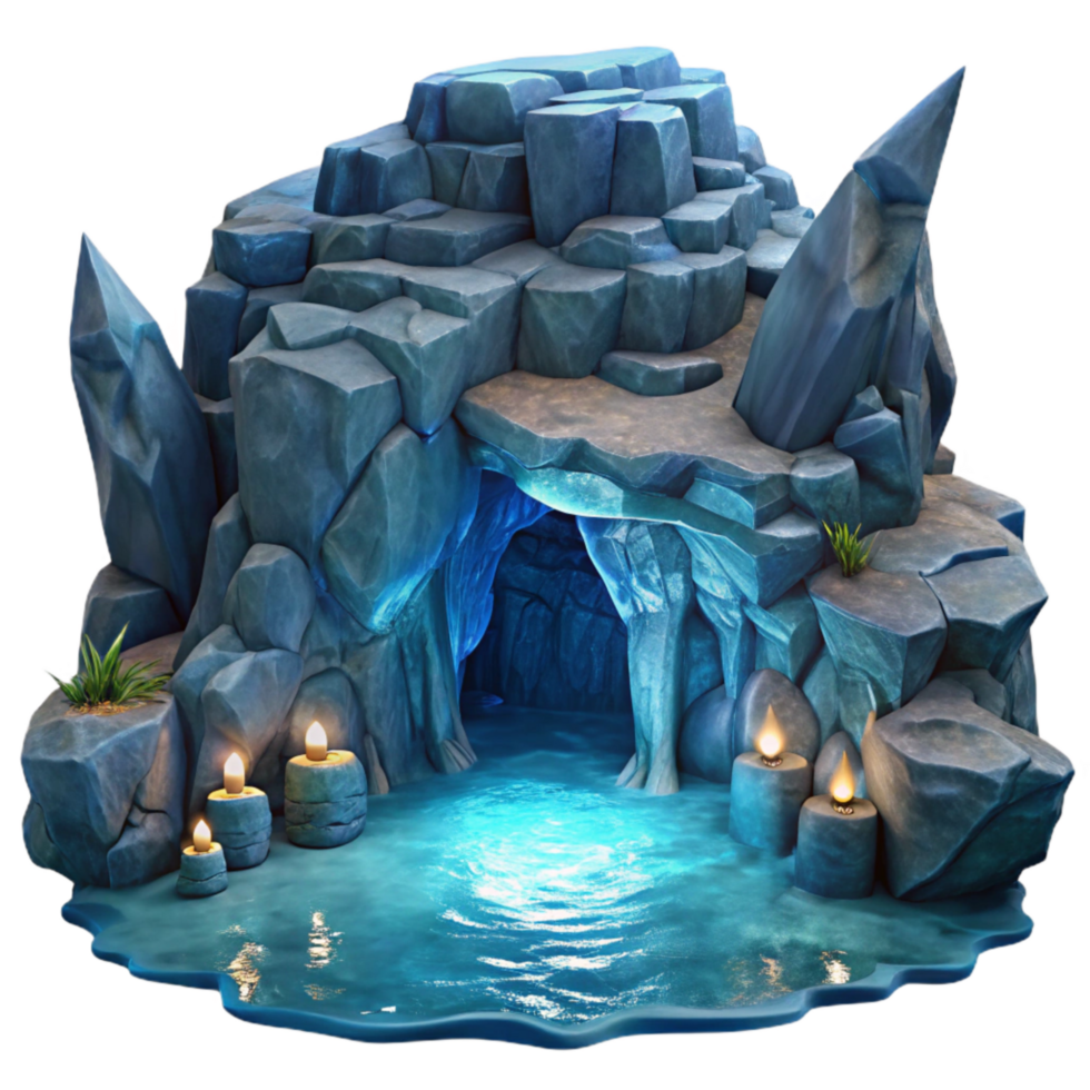 serene artistic Moonlit Ocean Cliff Grotto Cutout Dramatic Lighting professional png