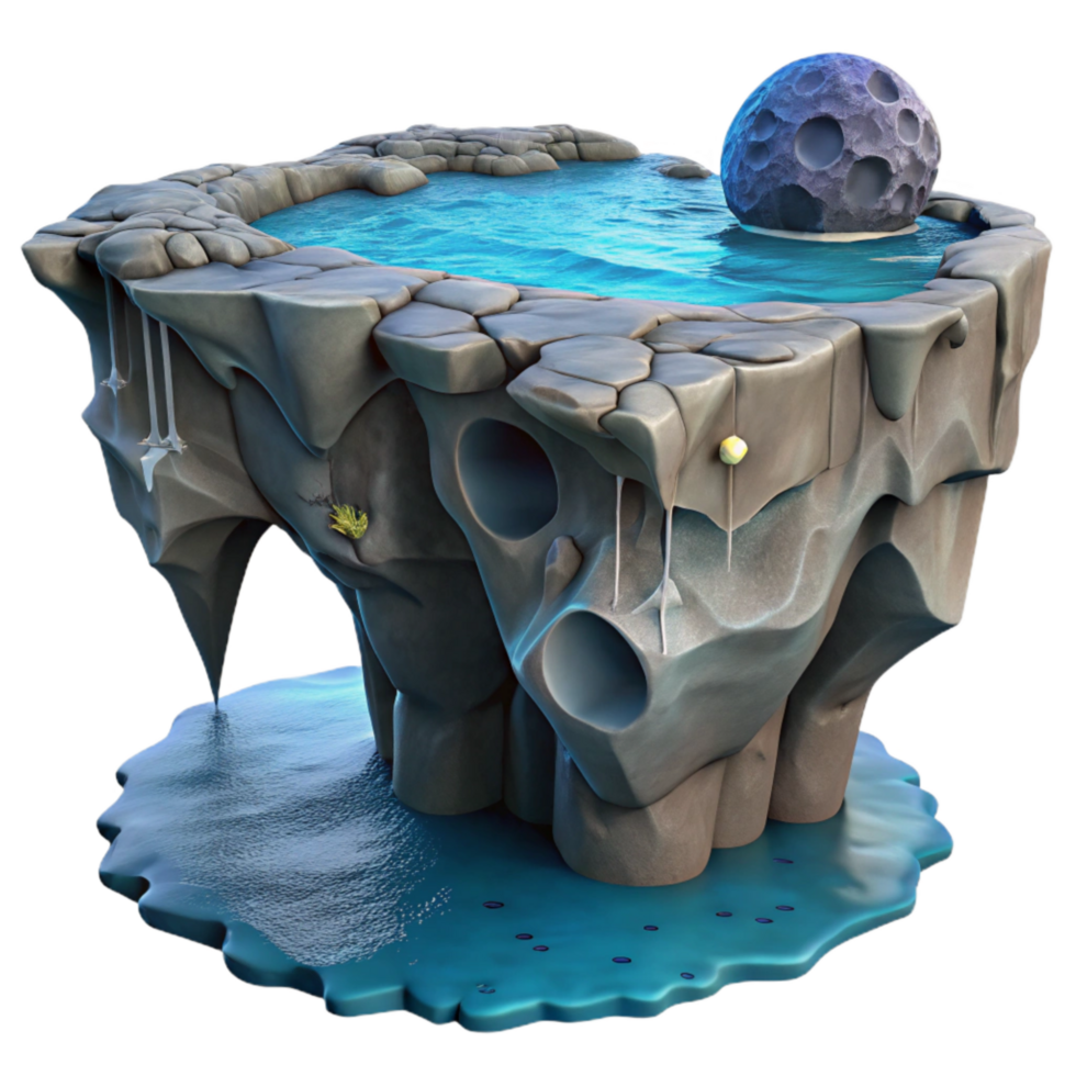 vibrant minimalist Moonlit Ocean Cliff Cutout Grotto Formation png