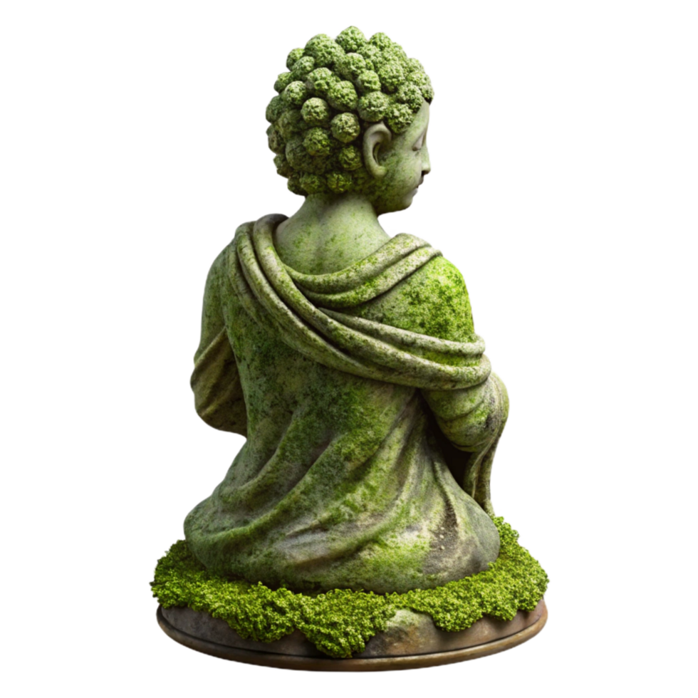 beautiful artistic Moss Covered Statue Isolated Cutout Element premium png