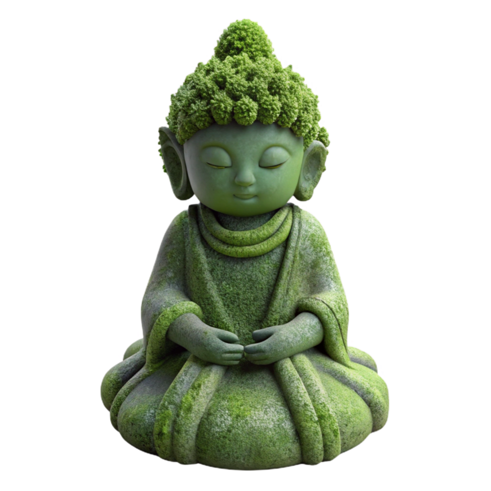 vibrant abstract Moss Covered Statue Isolated Serene Atmosphere professional png