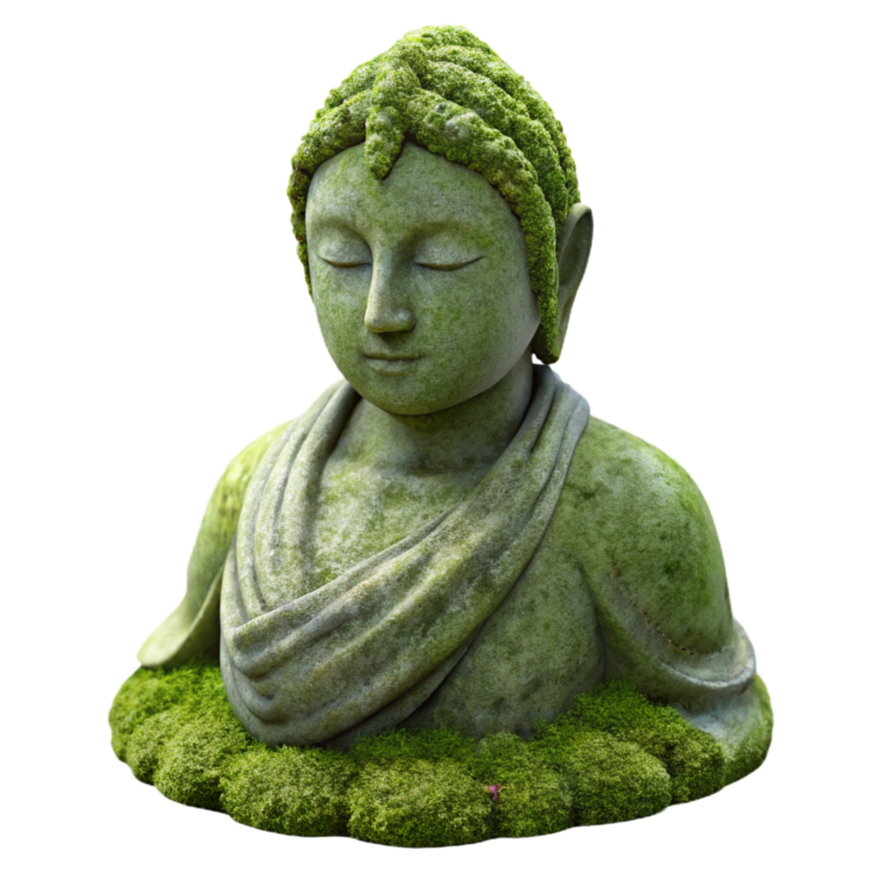 vibrant vintage Moss Covered Statue Isolated Serene Atmosphere exclusive png
