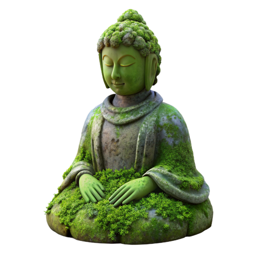 serene rustic Moss Covered Statue Isolated Serene Atmosphere genuine png