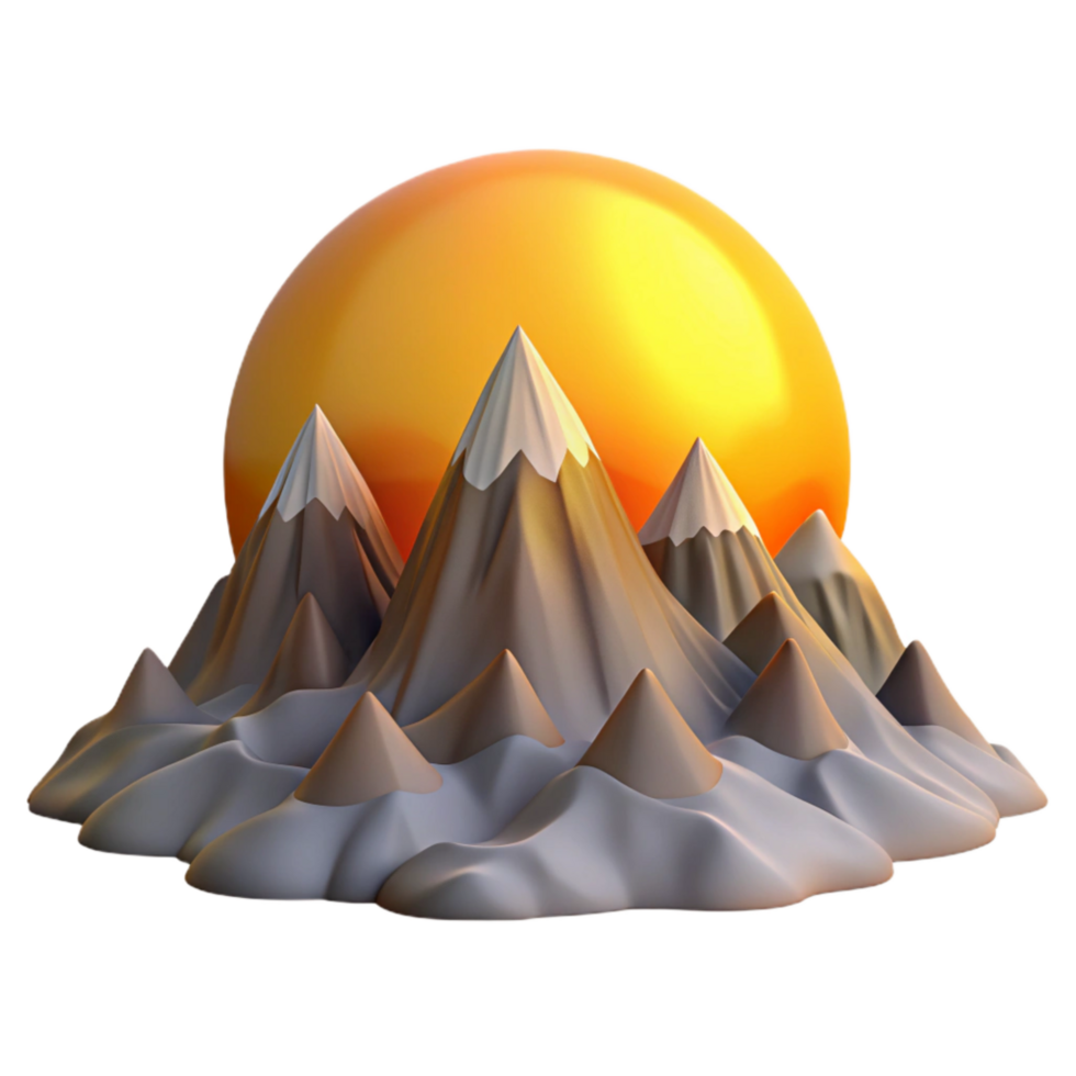impressive modern Mountain Sunset Landscape Isolated with Golden Hour Light original png