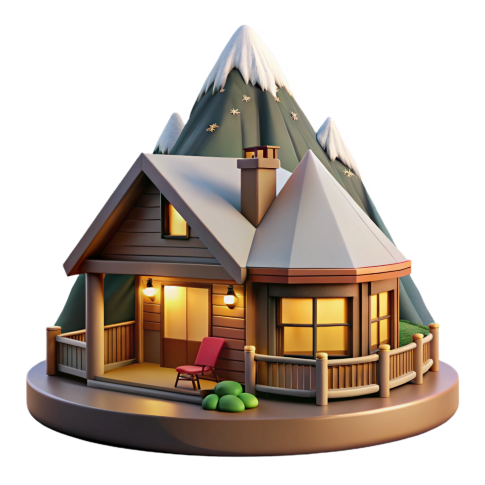 elegant vintage Mountain Sundowner Lodge Cutout Majestic Peak View high quality png