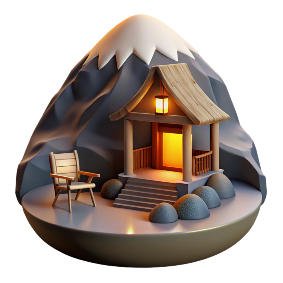 serene artistic Mountain Sundowner Retreat Cutout with Dramatic Silhouette authentic png