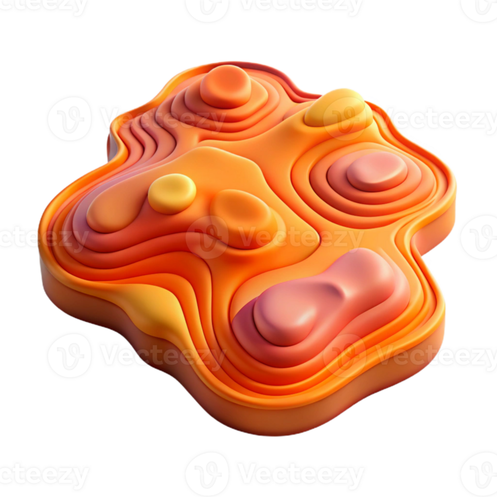 extraordinary classic Multicolored Topographic Map with Orange Highlights Isolated professional png