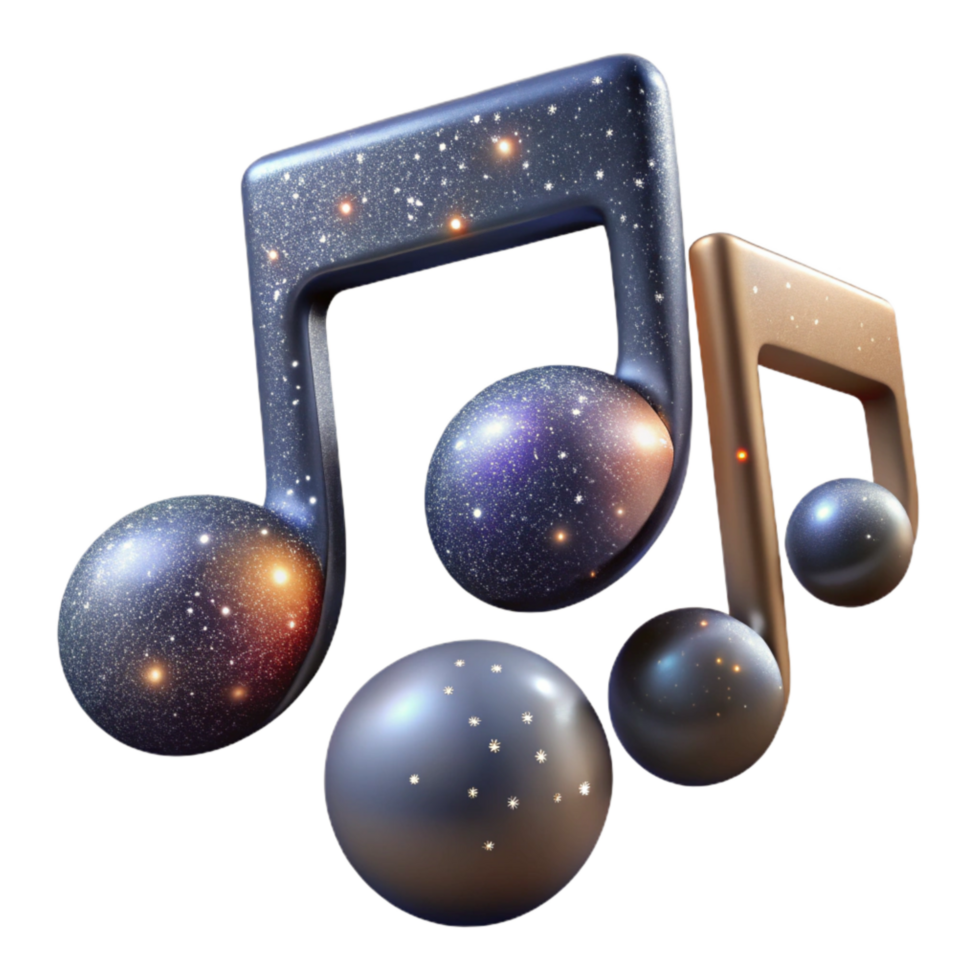 magnificent rustic Musical Notes in Space Isolated with Sparkling Effect high resolution png