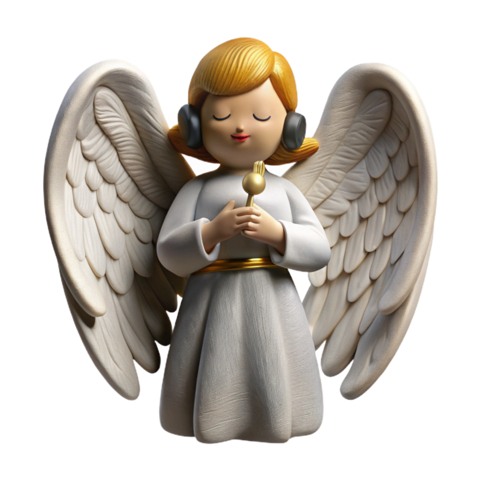 serene artistic Musical Angels Cutout with White Wings on Black genuine png