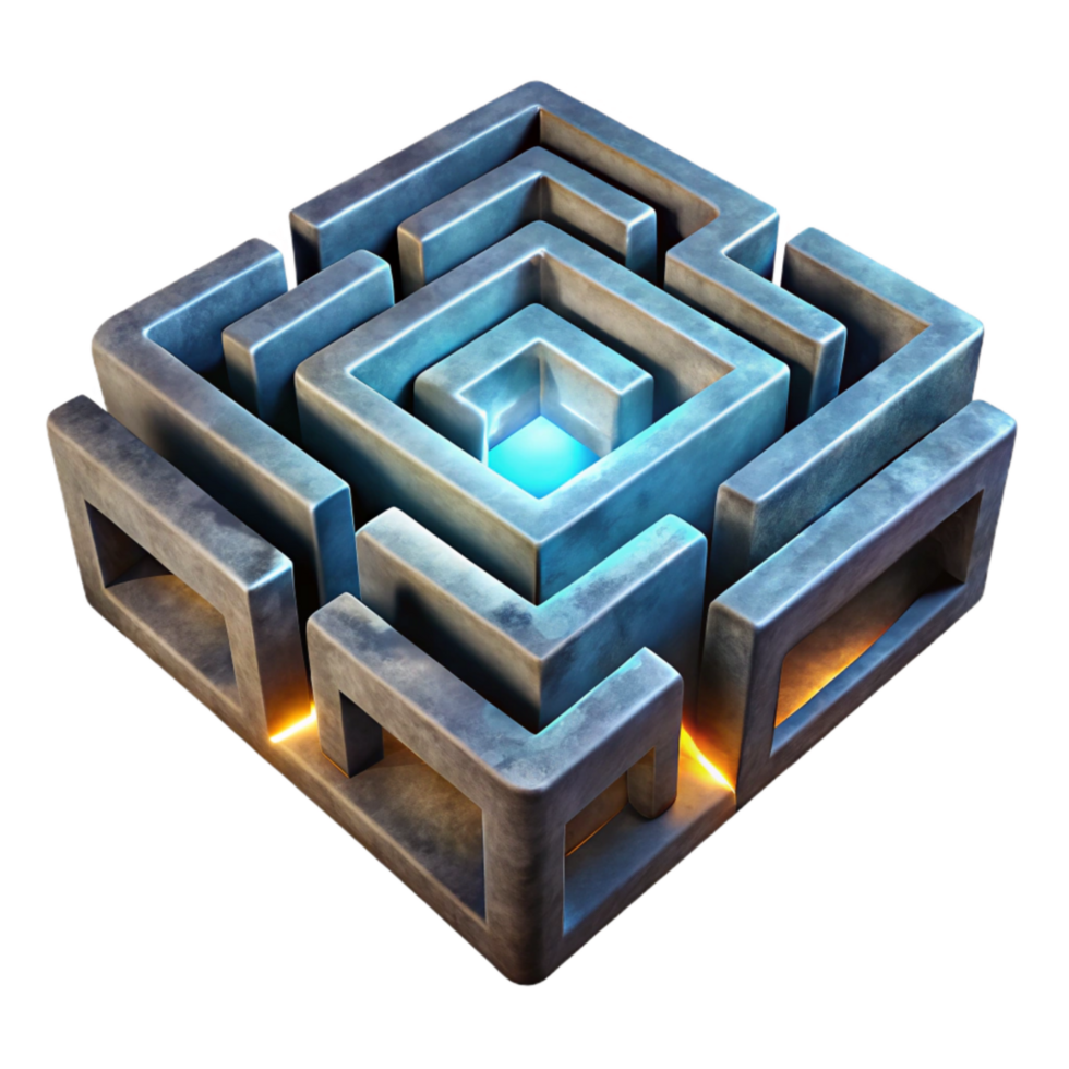 vibrant creative Mysterious Luminari Maze Isolated with Ethereal Light premium png