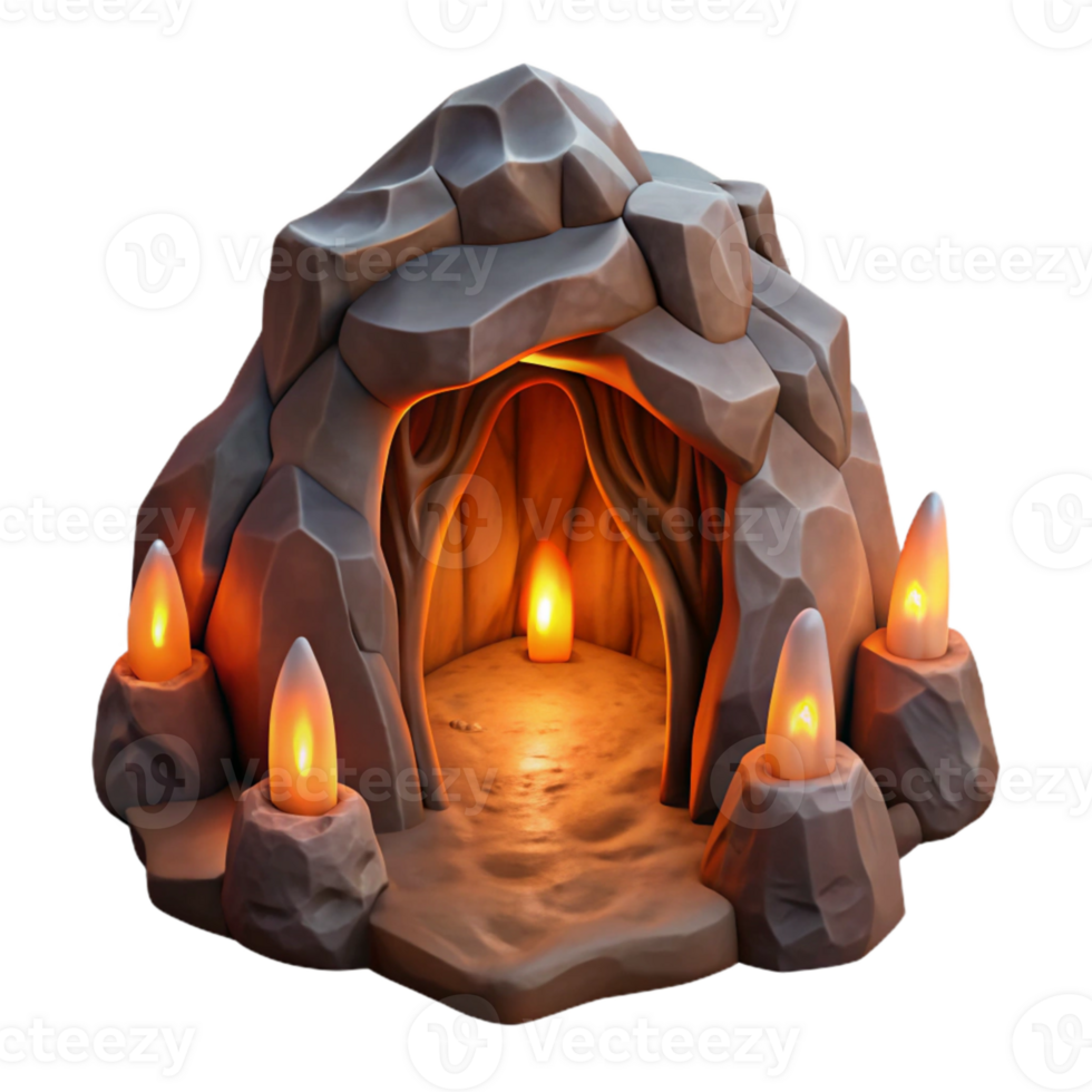 wonderful rustic Mystical Cave Formation Cutout with Warm Lighting genuine png
