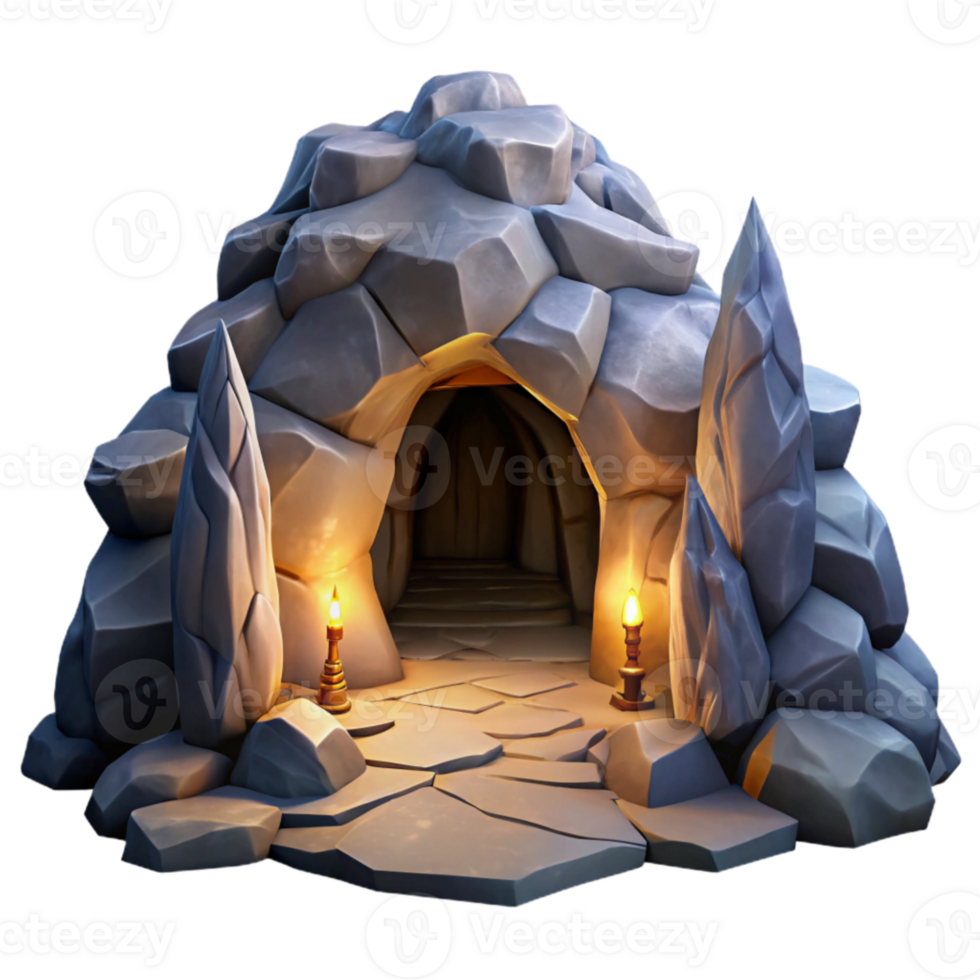 serene traditional Mystical Cave Passage Cutout with Dramatic Lighting high resolution png