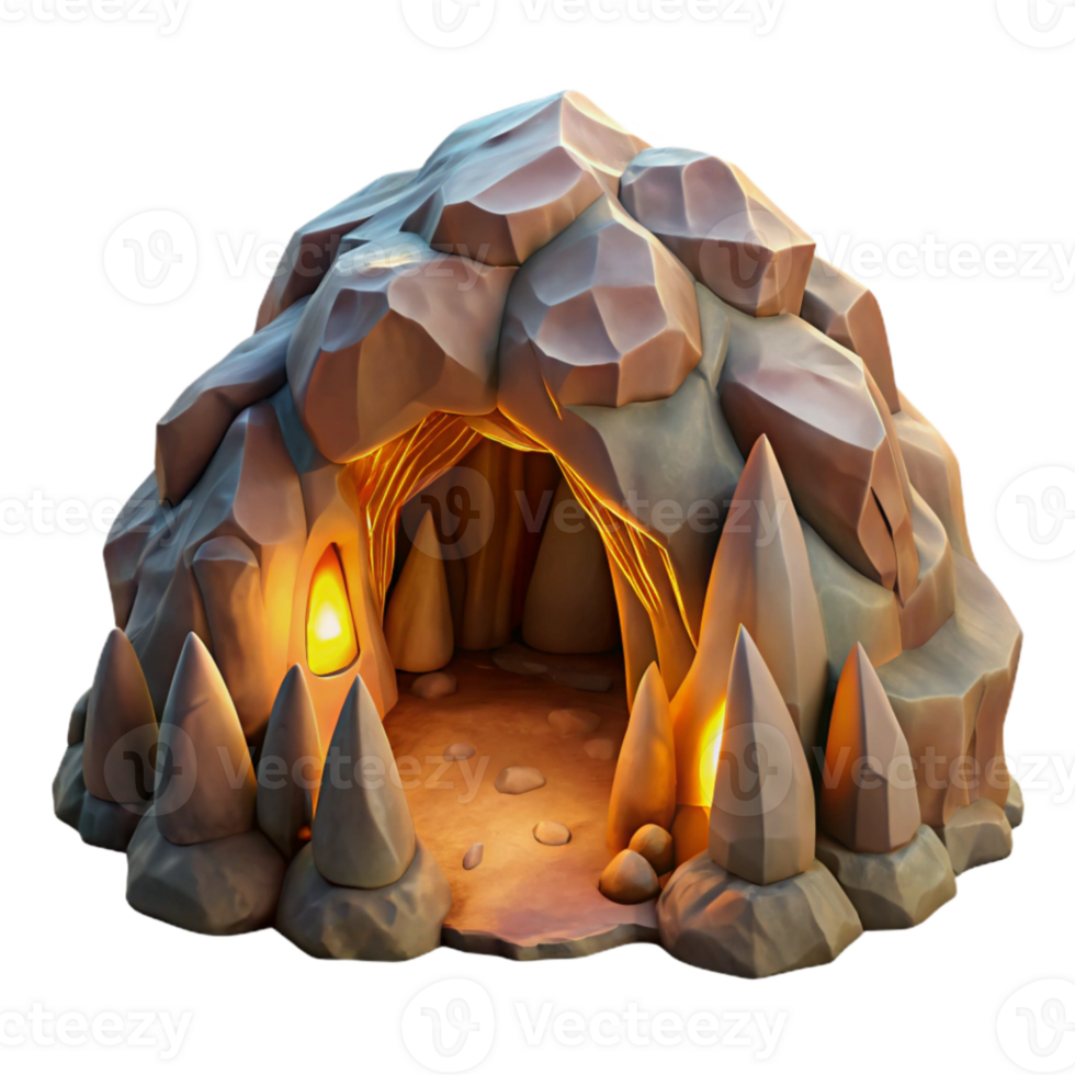 beautiful classic Mystical Cave Formation Cutout with Warm Lighting high quality png