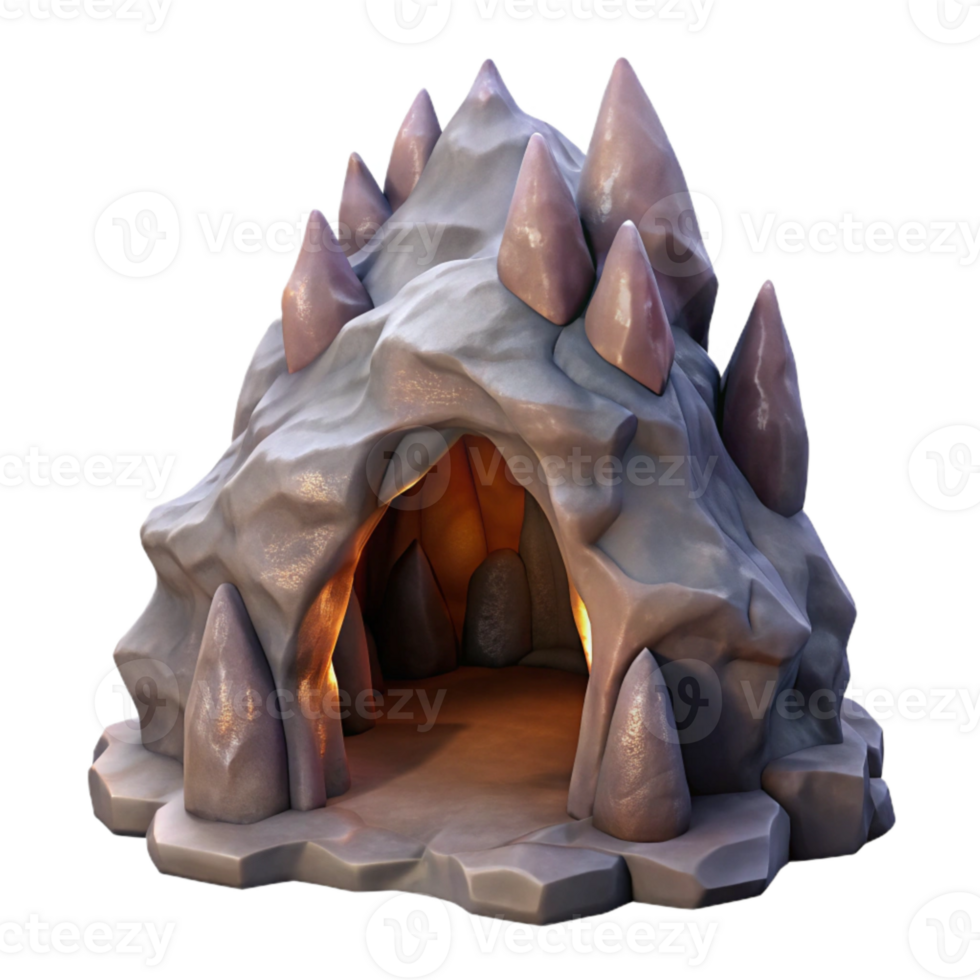 dramatic minimalist Mystical Cave Formation Cutout with Warm Lighting professional png