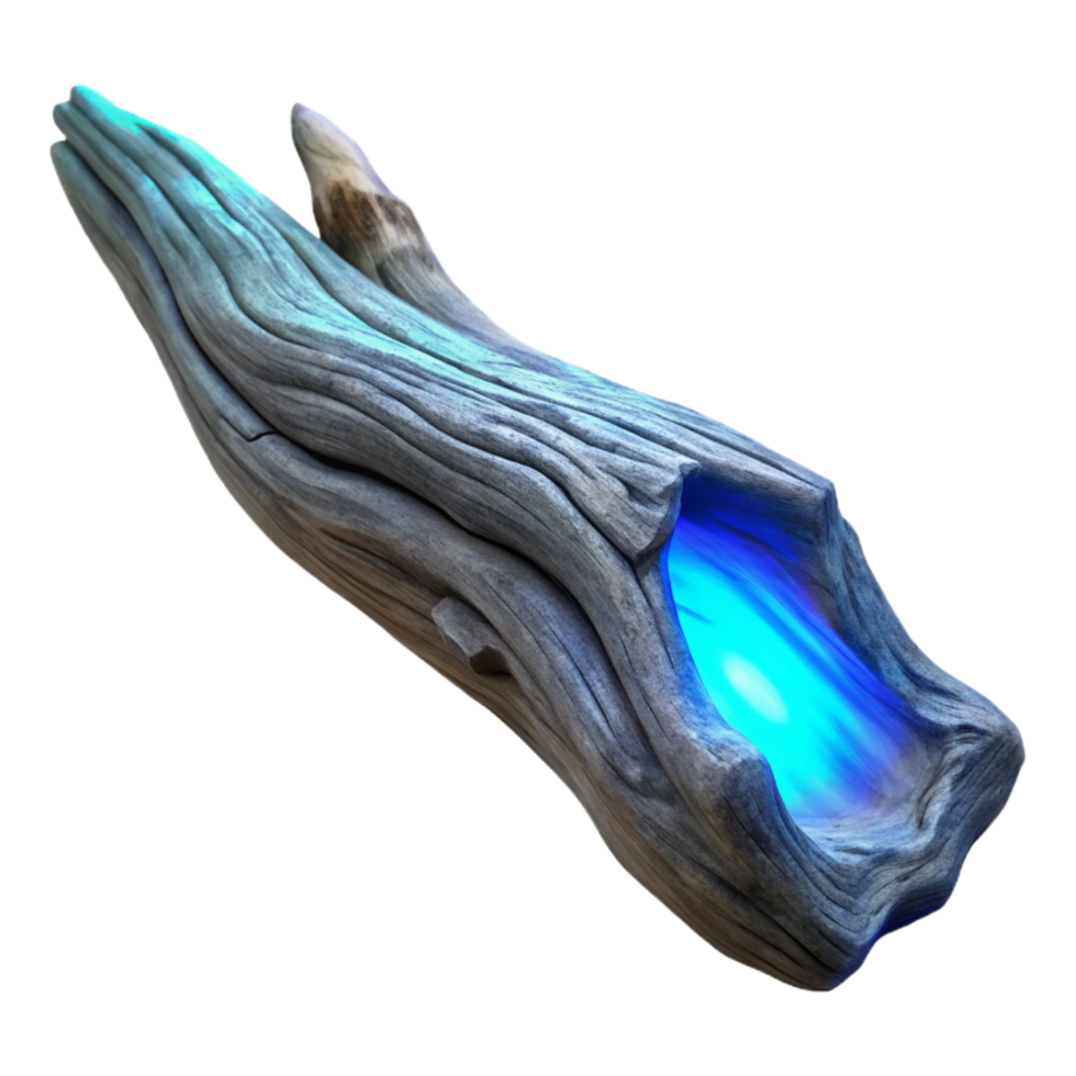 stunning artistic Mystical Driftwood Isolated with Faint Blue Glow exclusive png