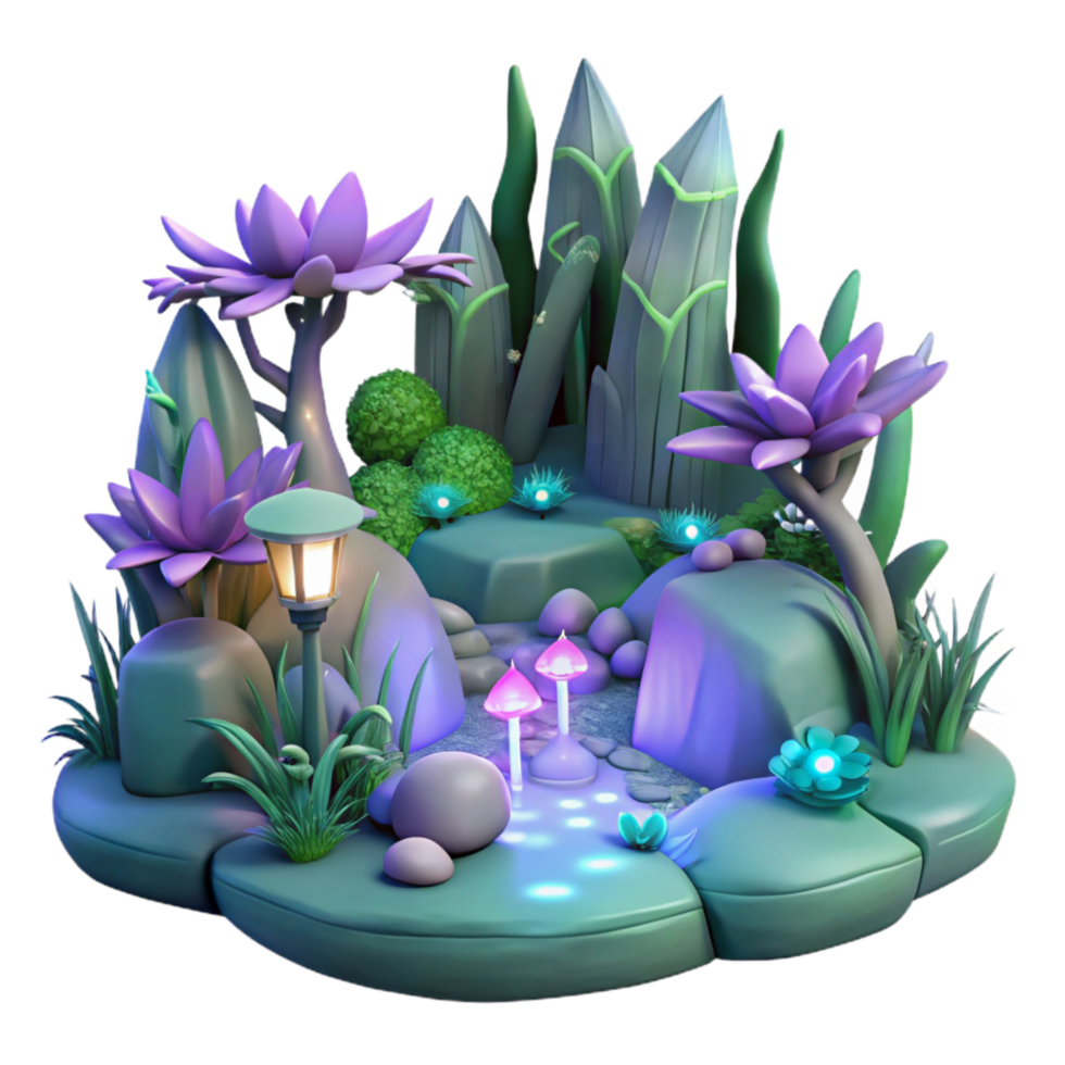 stunning contemporary Mystical Forest Scene with Lyrax Luminance Isolated Element exclusive png