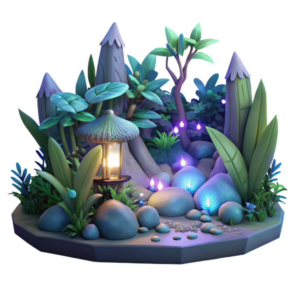 serene creative Mystical Forest Scene with Lyrax Luminance Isolated Element original png