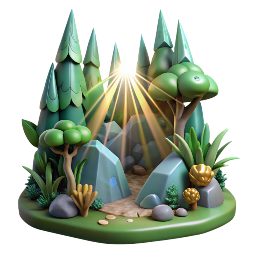 serene minimalist Mystical Forest Transparent Element with Sunbeams high quality png