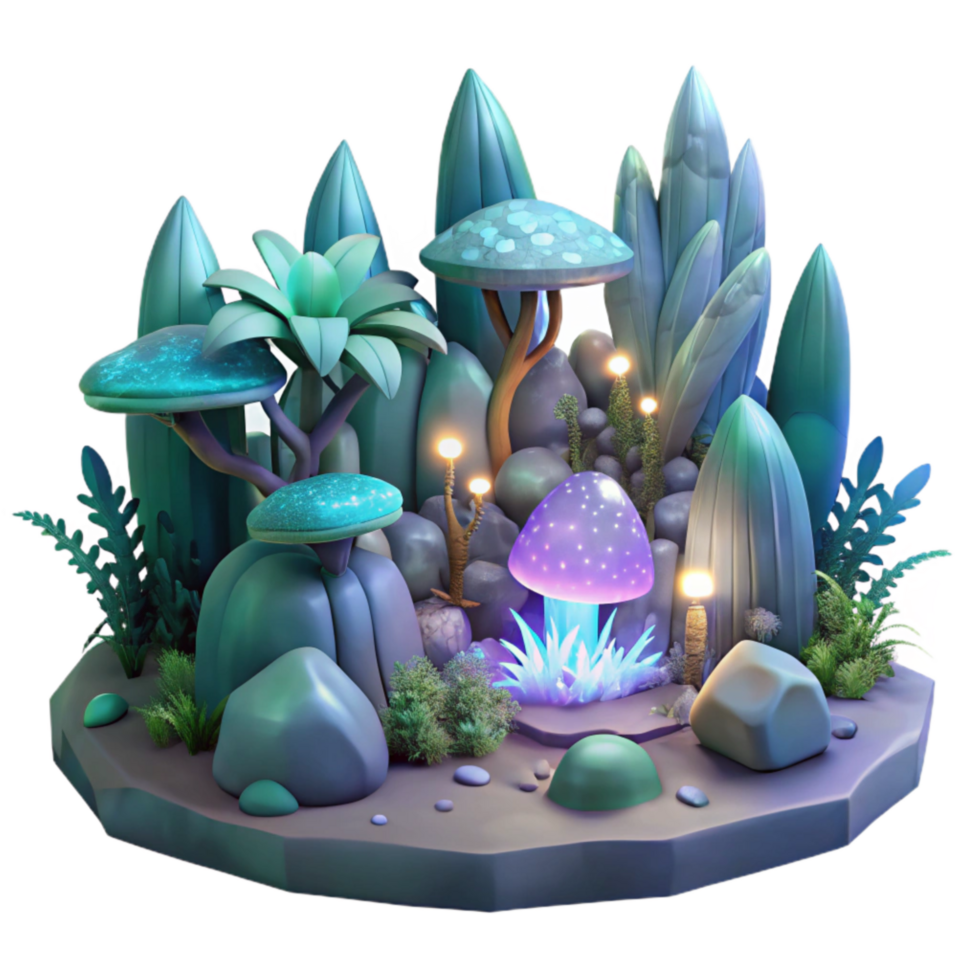 vibrant minimalist Mystical Forest Scene with Lyrax Luminance Isolated Element premium png