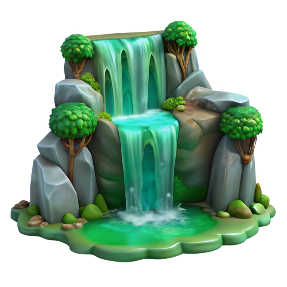 impressive rustic Mystical Lyrax Waterfall Cutout Green Hues genuine png