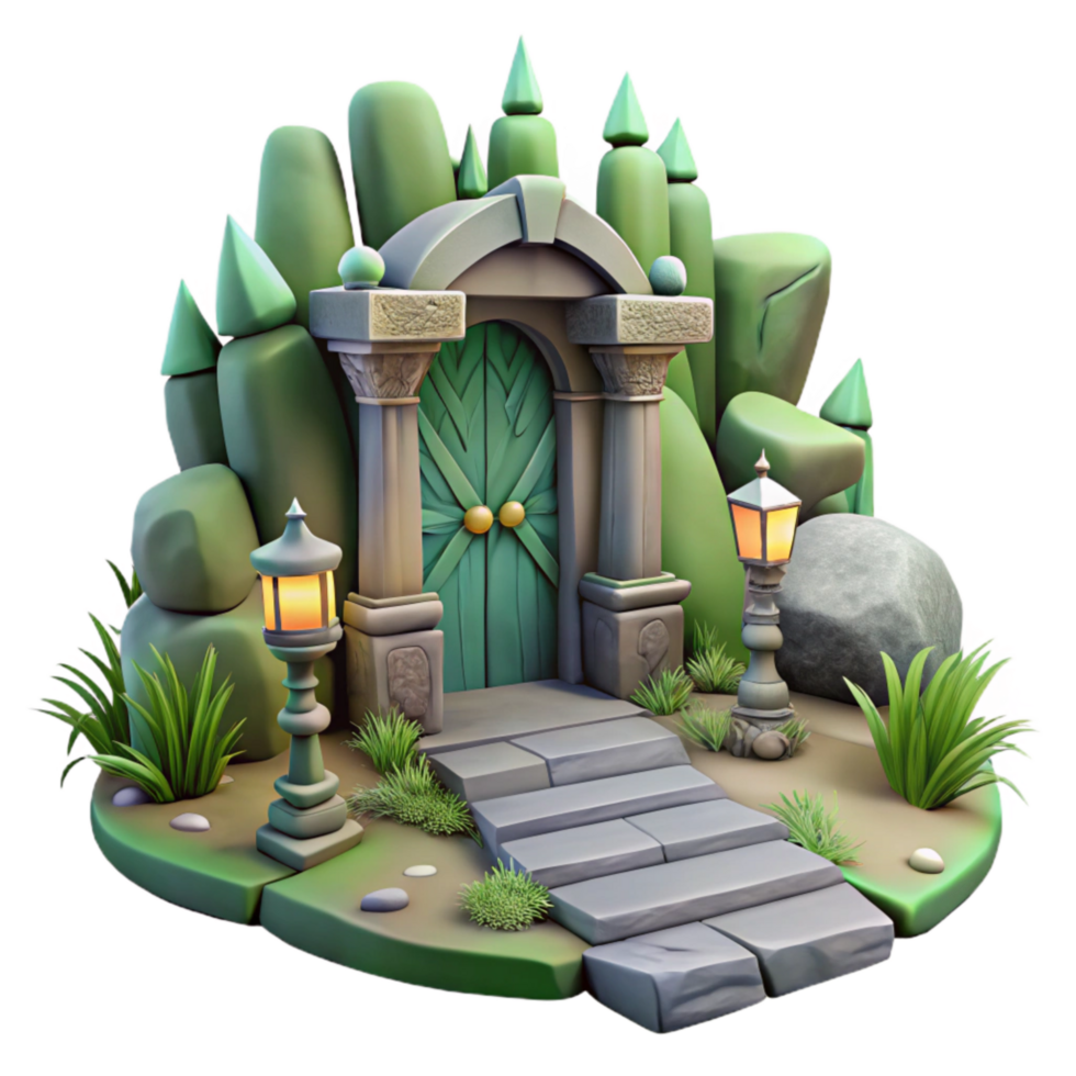 extraordinary traditional Mystical Lyrax Forest Entrance Isolated with Path original png