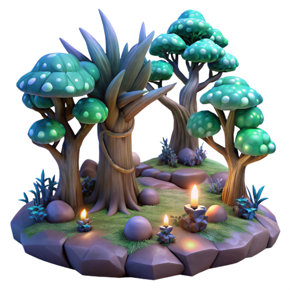 impressive creative Mythical Forest Scene Transparent Background Isolated Element premium png