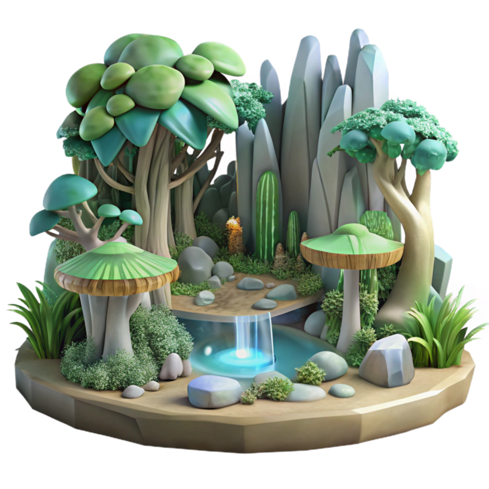 dramatic modern Mythical Forest Scene Transparent Background Isolated Element high quality png