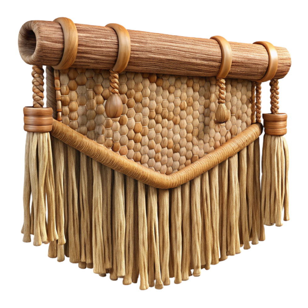 elegant contemporary Natural Fiber Tapestry Cutout with Soft Lighting premium png