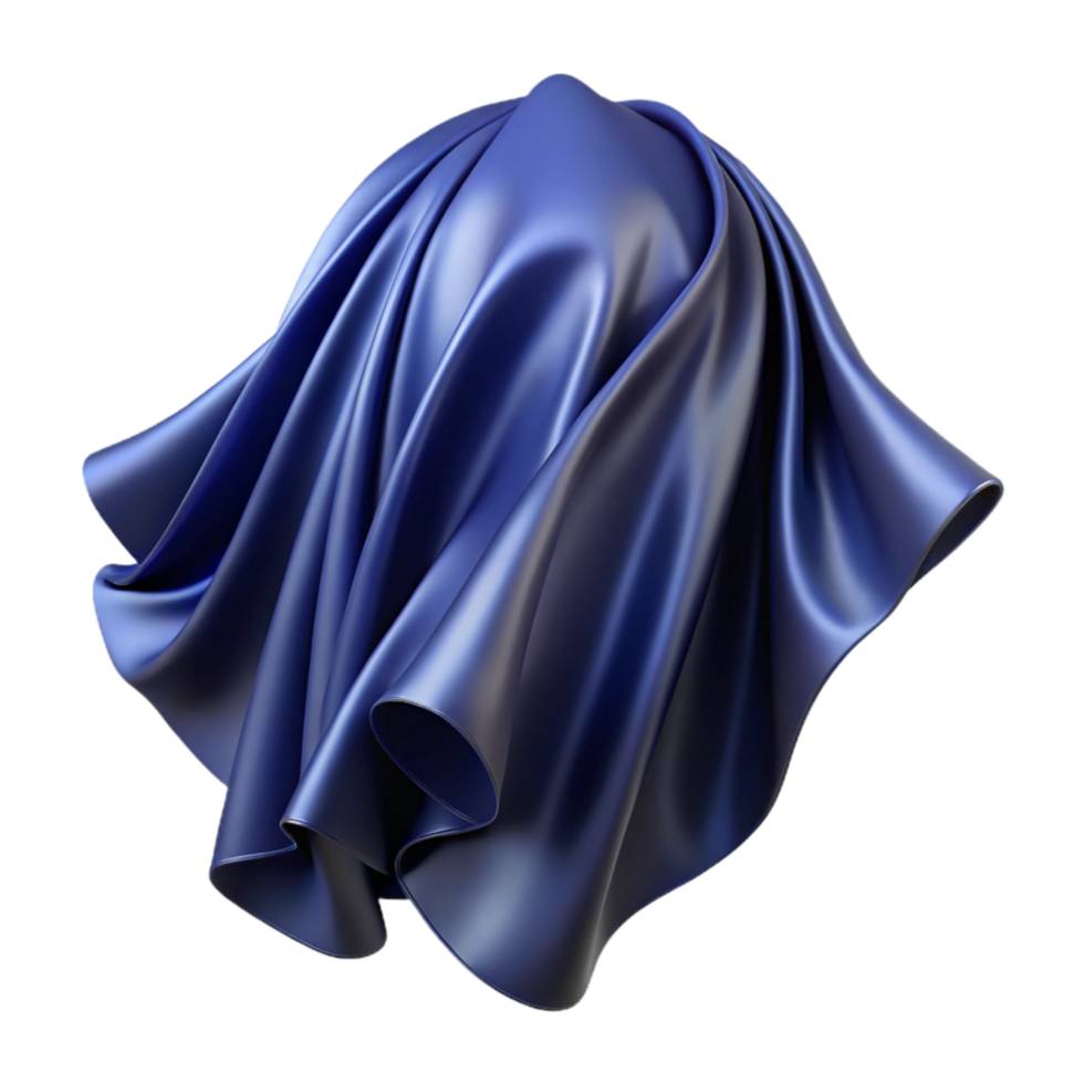 beautiful classic Navy Blue Silk Drape Folded Isolated genuine png