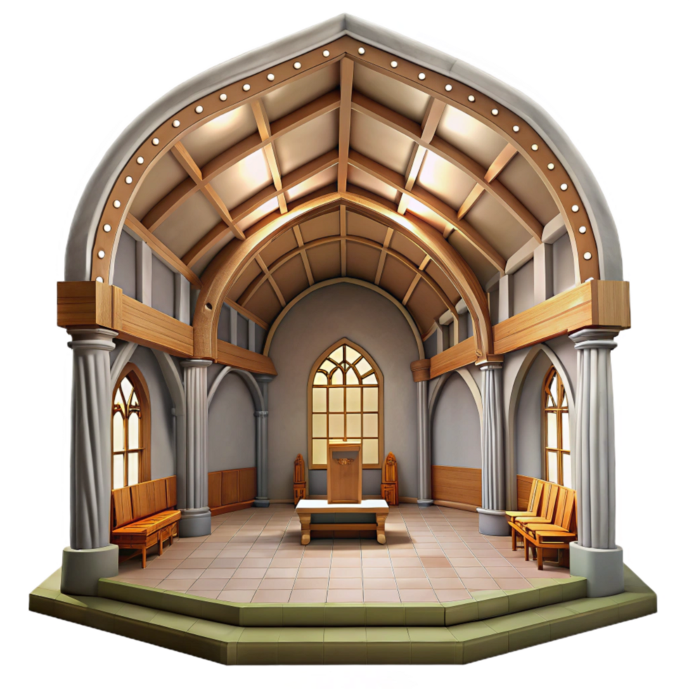 magnificent vintage Nave Interior Cutout Wide Angle Perspective premium png