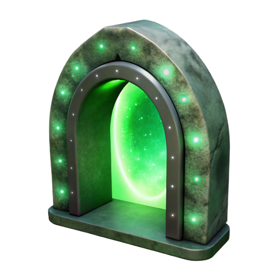 wonderful classic Nebula Gateway Isolated Glowing Green Portal Cutout high quality png