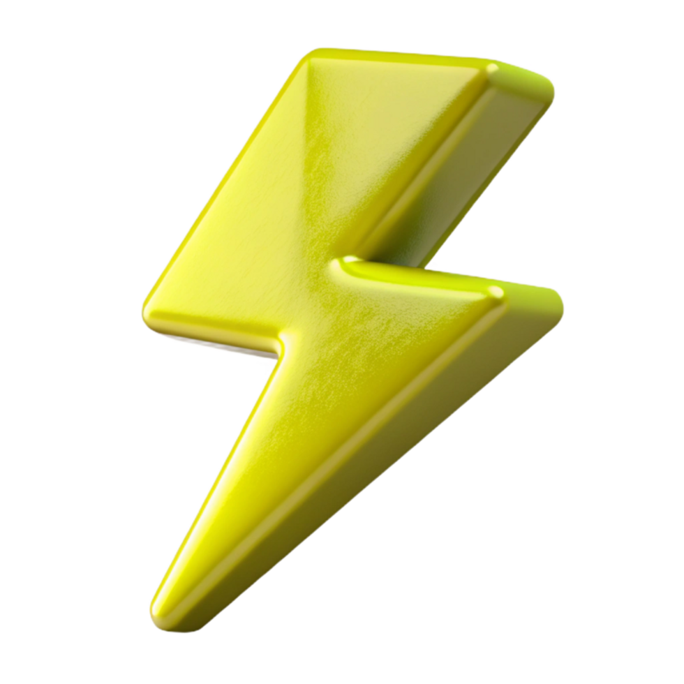 dramatic abstract Neon Yellow Lightning Bolt Cutout Element premium png