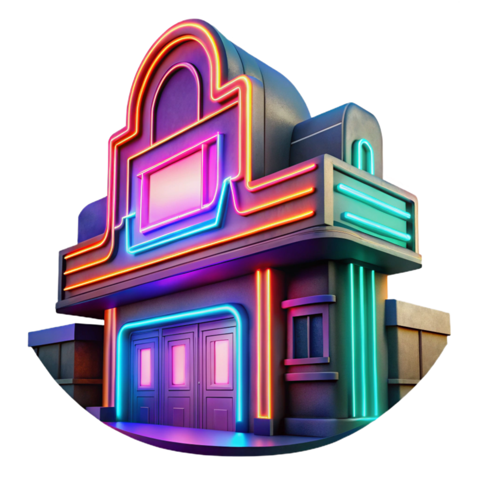 beautiful traditional Neon Sign in Twilight City Transparent Background Vibrant Colors authentic png