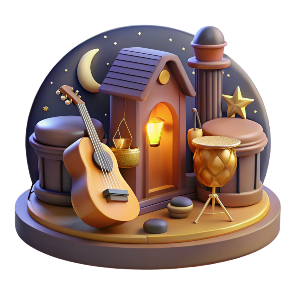 wonderful abstract Night Music Ensemble Transparent Background with Backlighting genuine png