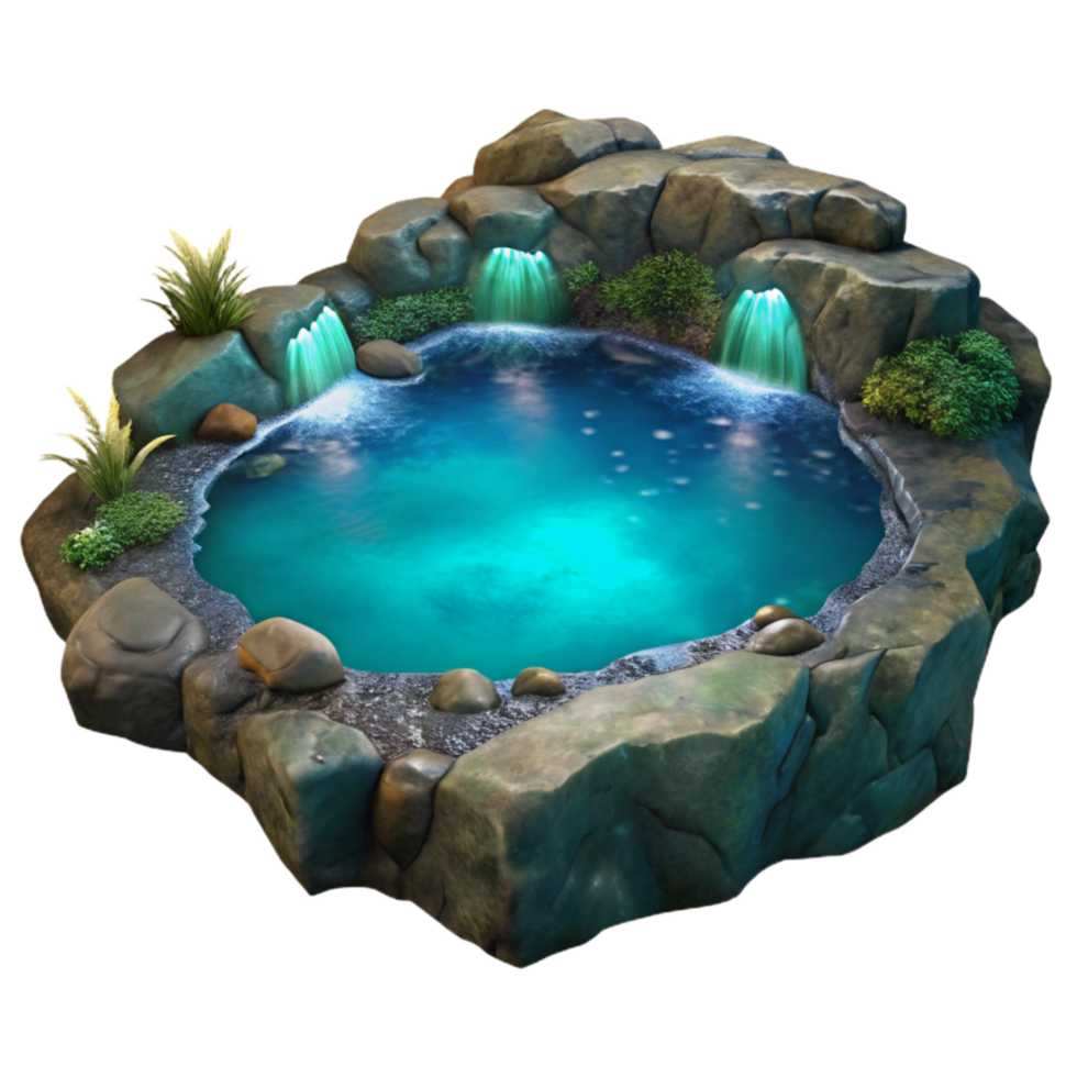 serene artistic Night Lagoon Glowing Water Surface Transparent high quality png