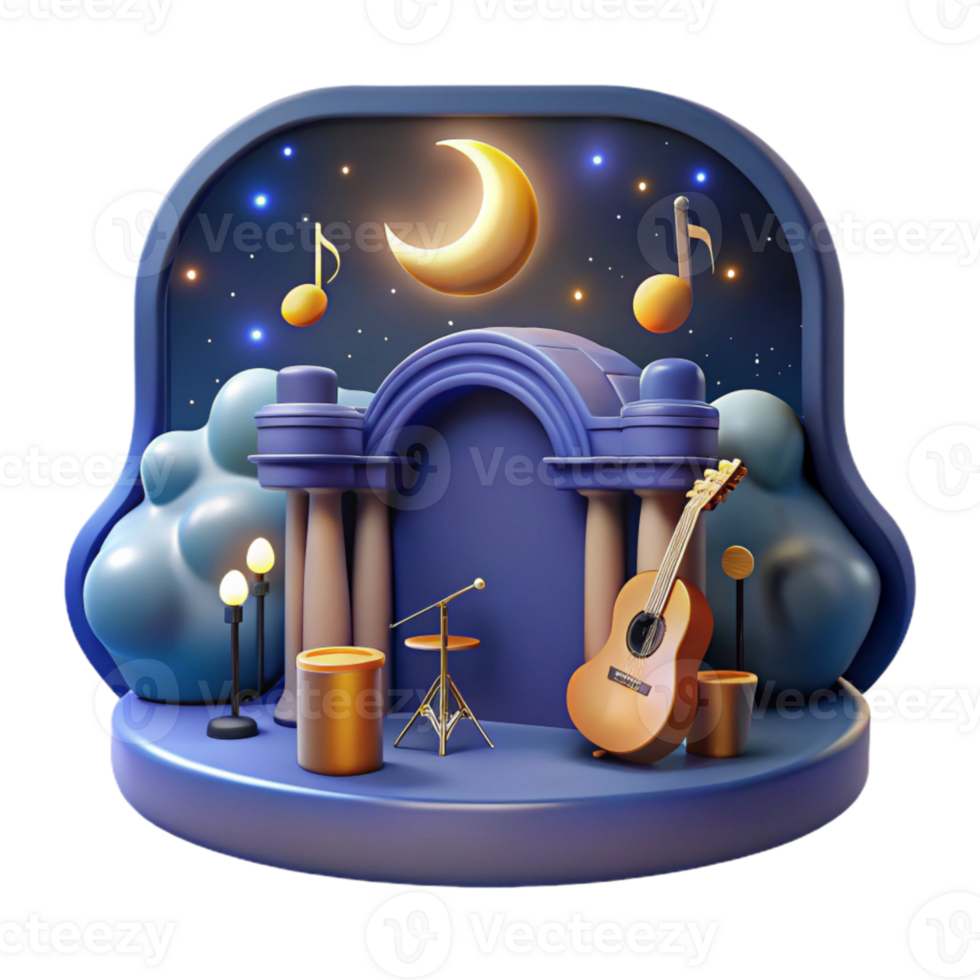 impressive rustic Night Music Scene Cutout with Detailed Shadows premium png