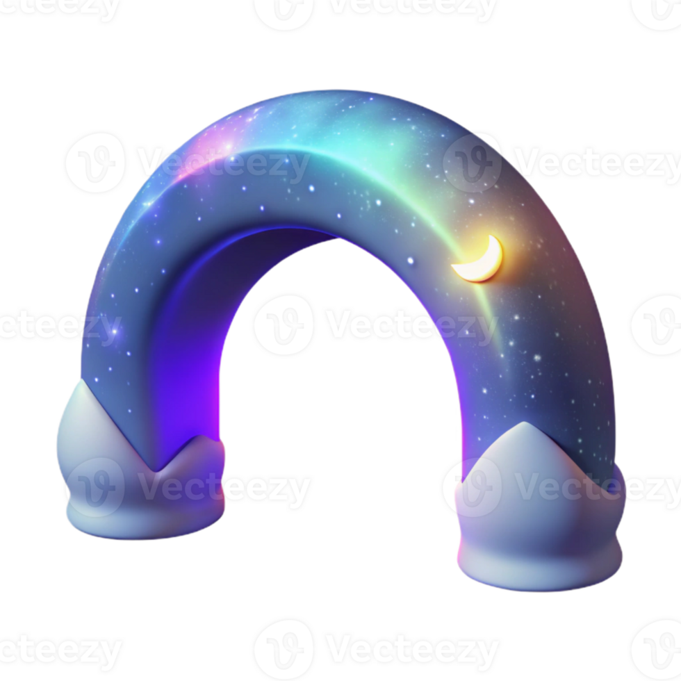 stunning contemporary Night Sky Aurora Arch Isolated Soft Glow high resolution png