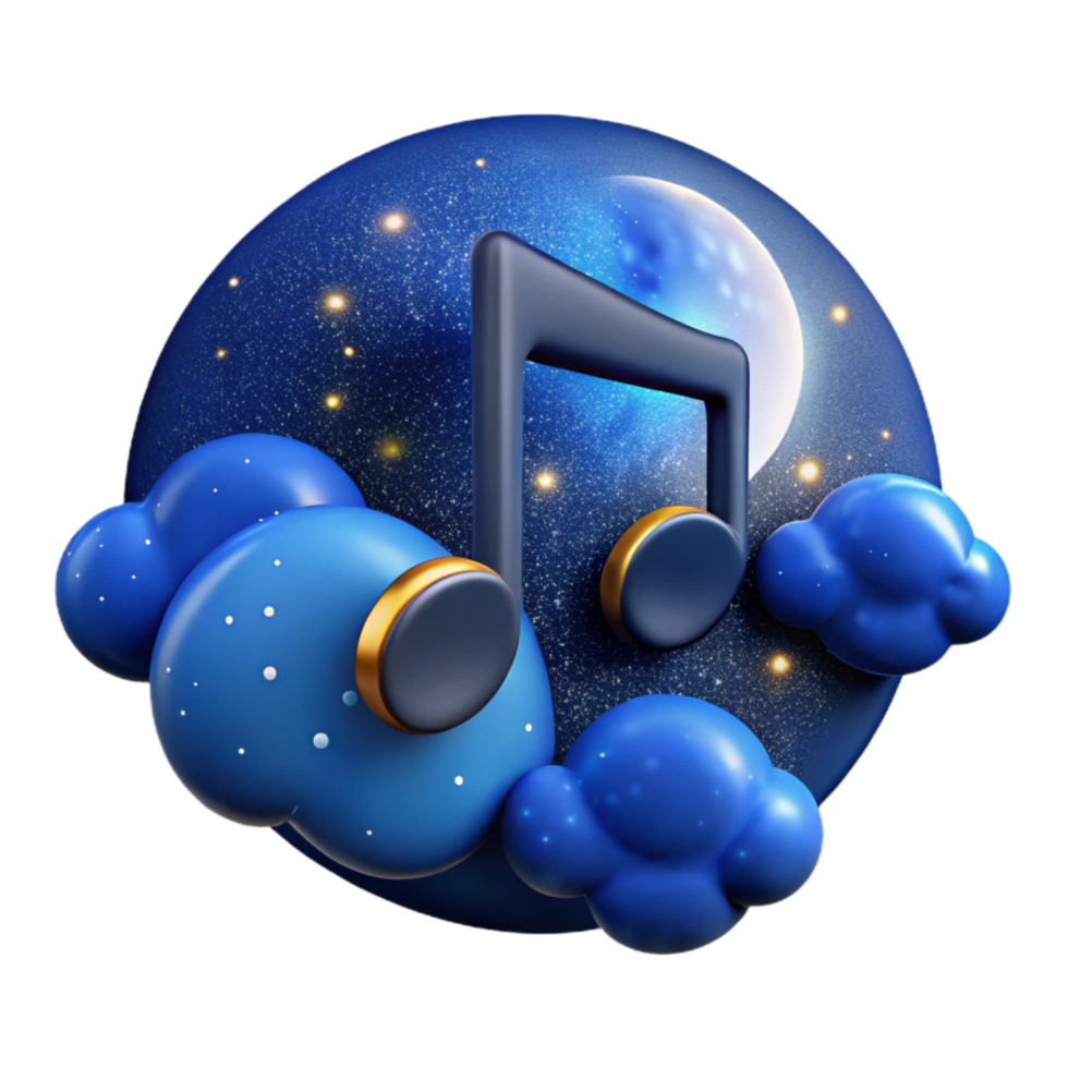 extraordinary artistic Night Music Cutout with Blue Nebula Background detailed png