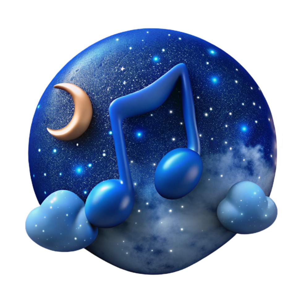 stunning modern Night Music Cutout with Blue Nebula Background professional png