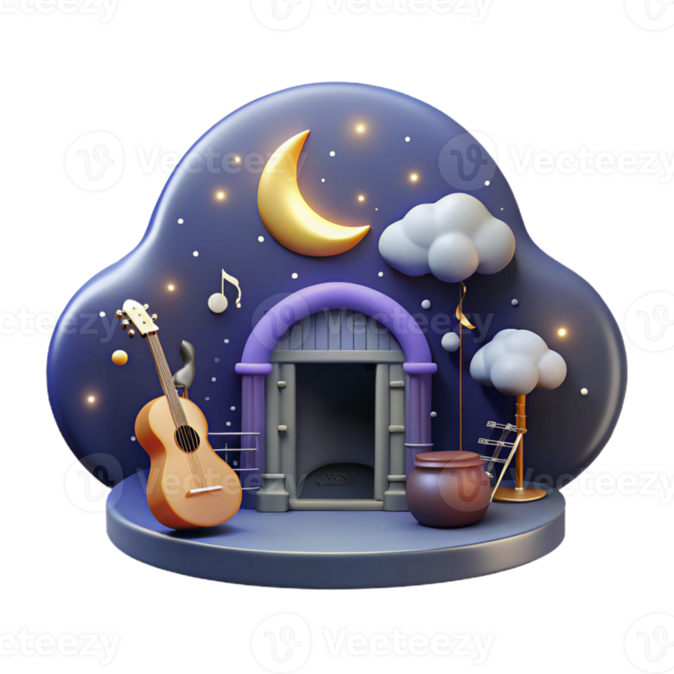 impressive contemporary Night Sky Music Scene Transparent Cutout Front View exclusive png