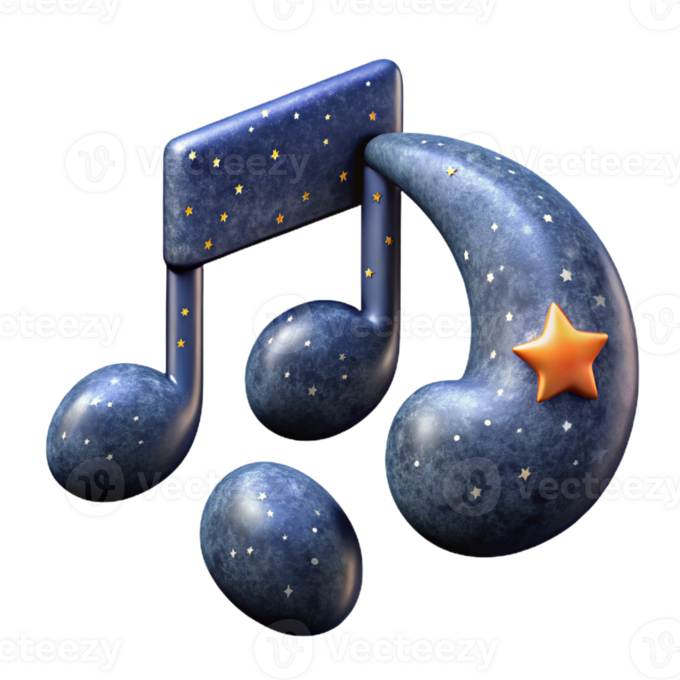 vibrant abstract Night Sky Music Notes Cutout Isolated Element detailed png