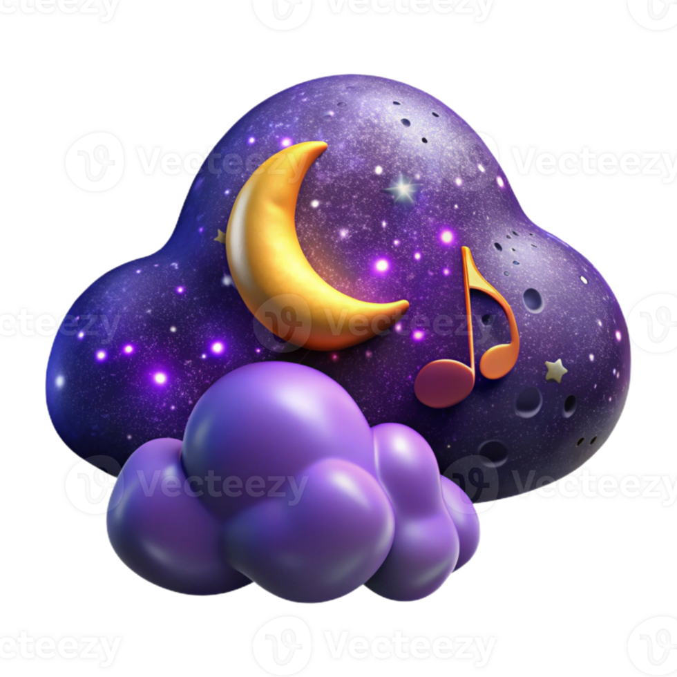 beautiful artistic Nighttime Ballad Cutout with Purple Nebula Background authentic png