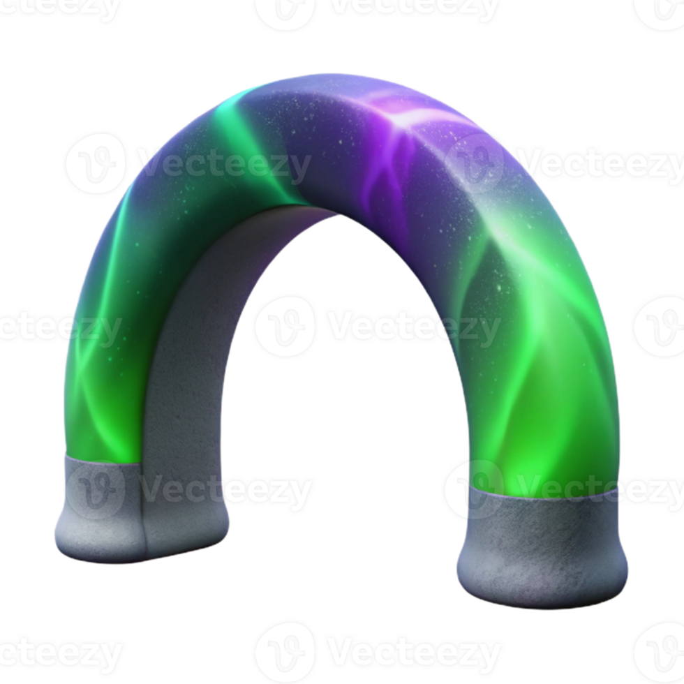 impressive contemporary Northern Lights Arch Isolated Green Purple Hues png