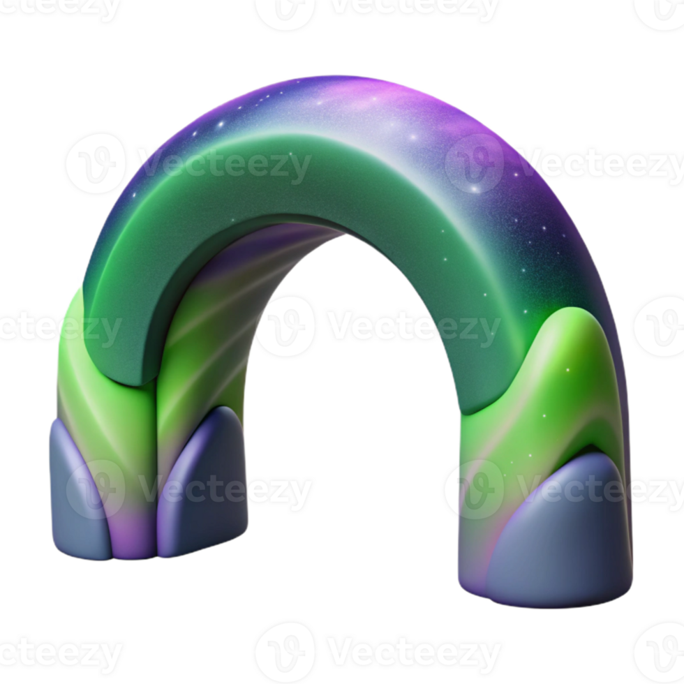 vibrant contemporary Northern Lights Arch Isolated Green Purple Hues high quality png