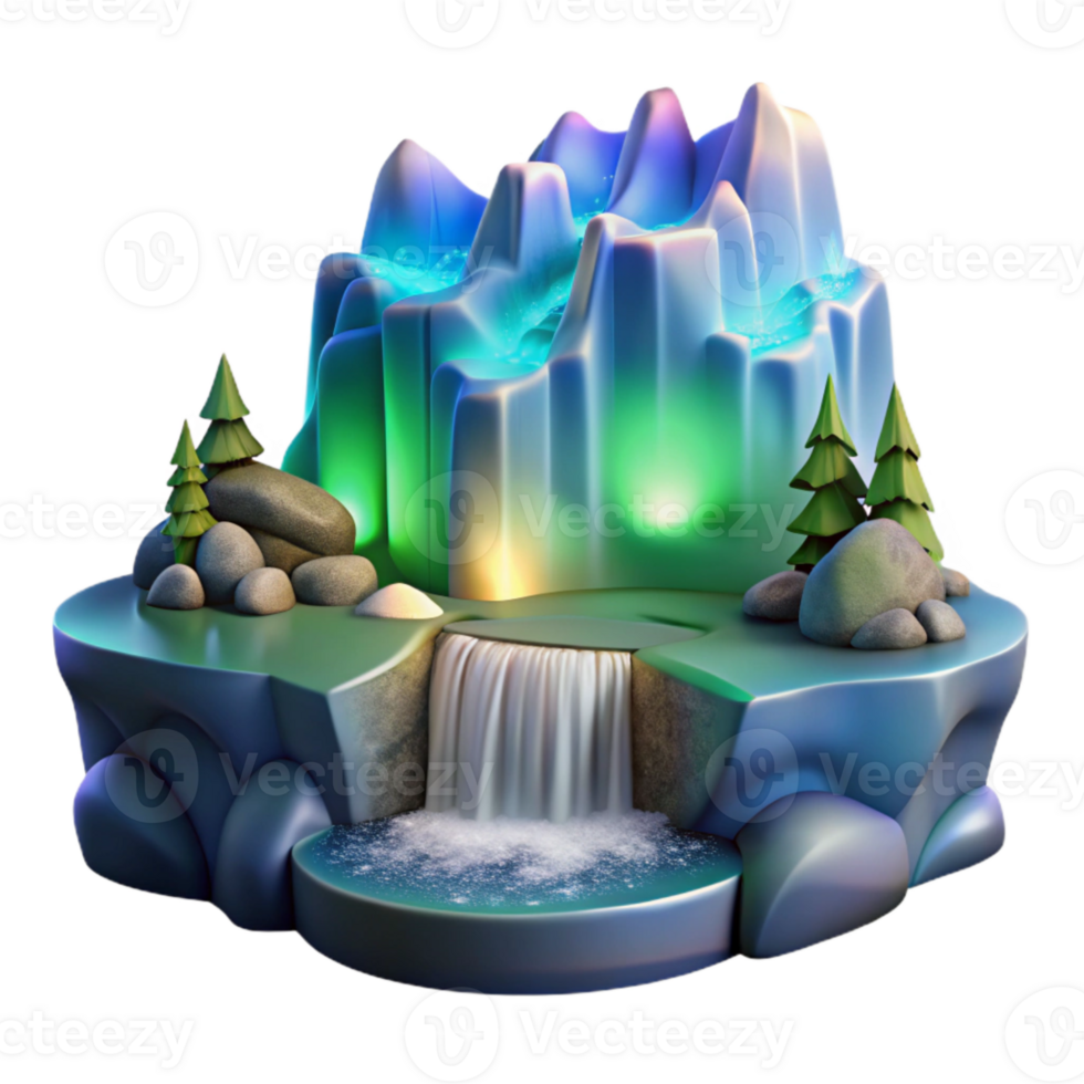 magnificent abstract Northern Lights Waterfall Transparent Background Dreamy Glow professional png